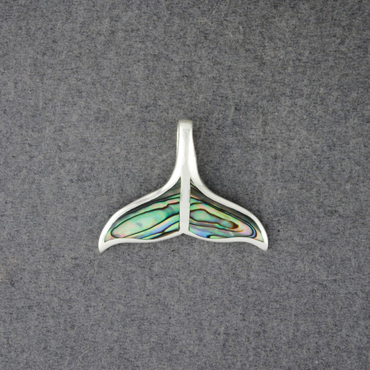Sterling Silver Abalone Whale Tail Pendant
