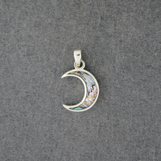 Sterling Silver Abalone Crescent Moon Pendant