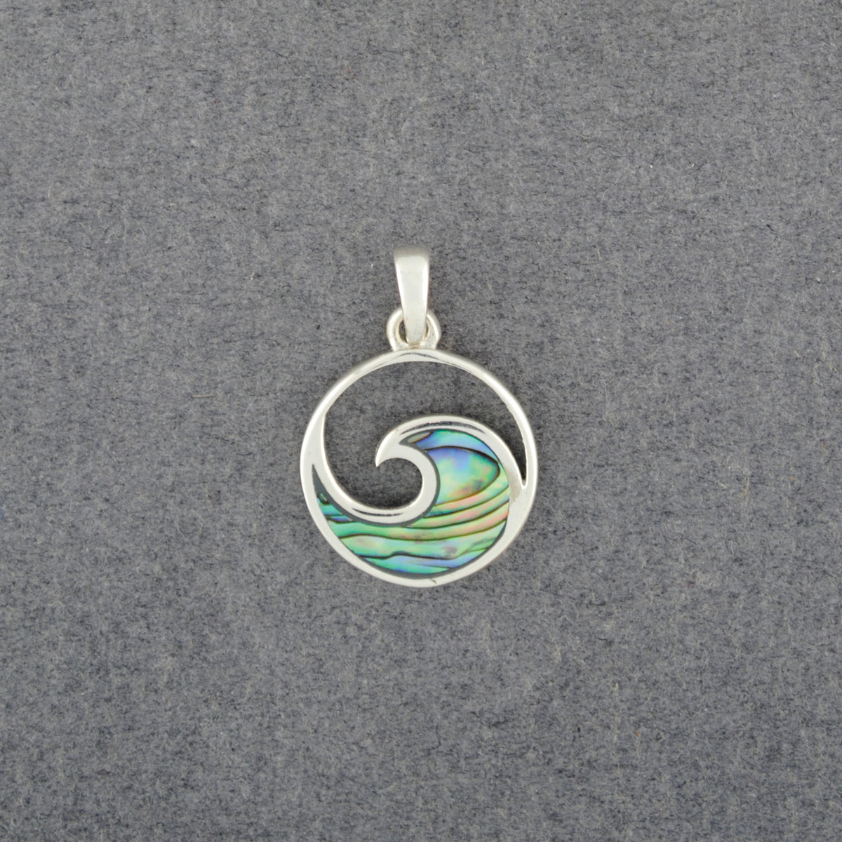Sterling Silver Abalone Wave Pendant