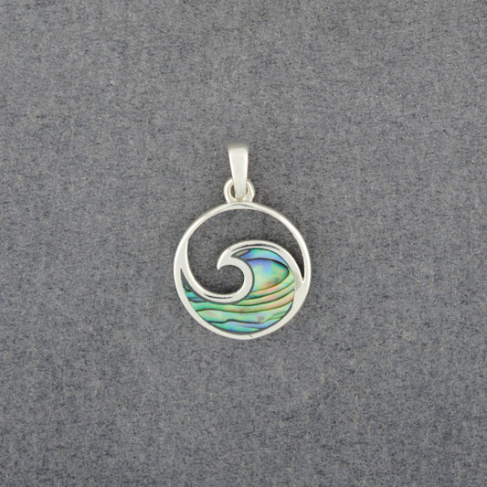 Sterling Silver Abalone Wave Pendant
