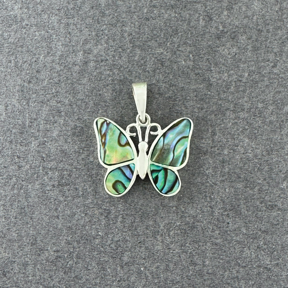 Sterling Silver Abalone Medium Butterfly Pendant