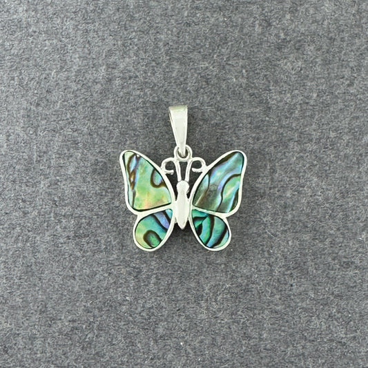 Sterling Silver Abalone Medium Butterfly Pendant