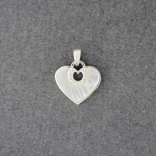 Sterling Silver Mother of Pearl Heart Pendant