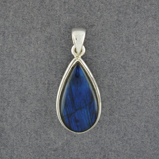 Sterling Silver Labradorite Long Teardrop Pendant