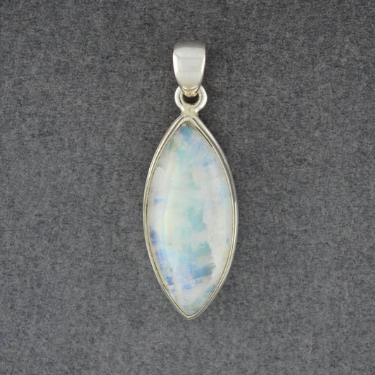 Sterling Silver Rainbow Moonstone Drop Pendant