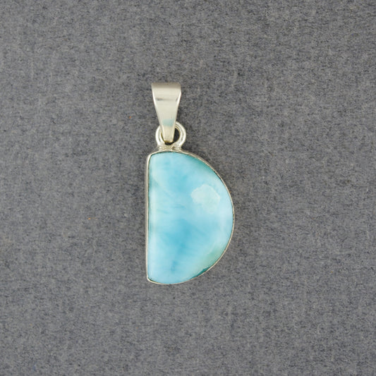 Sterling Silver Larimar Half Moon Pendant
