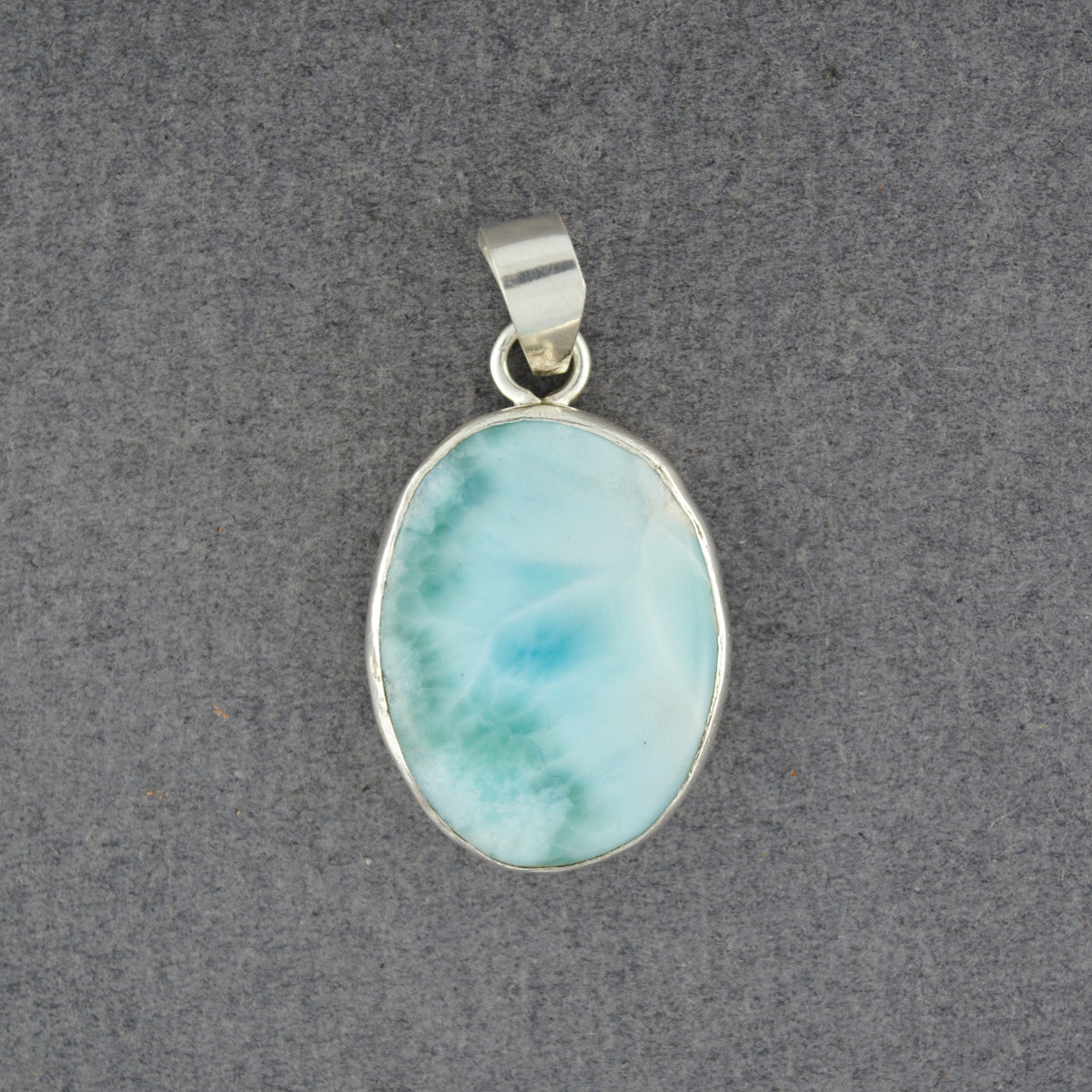 Sterling Silver Larimar Medium Oval Pendant
