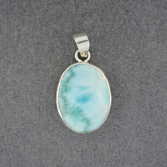 Sterling Silver Larimar Medium Oval Pendant
