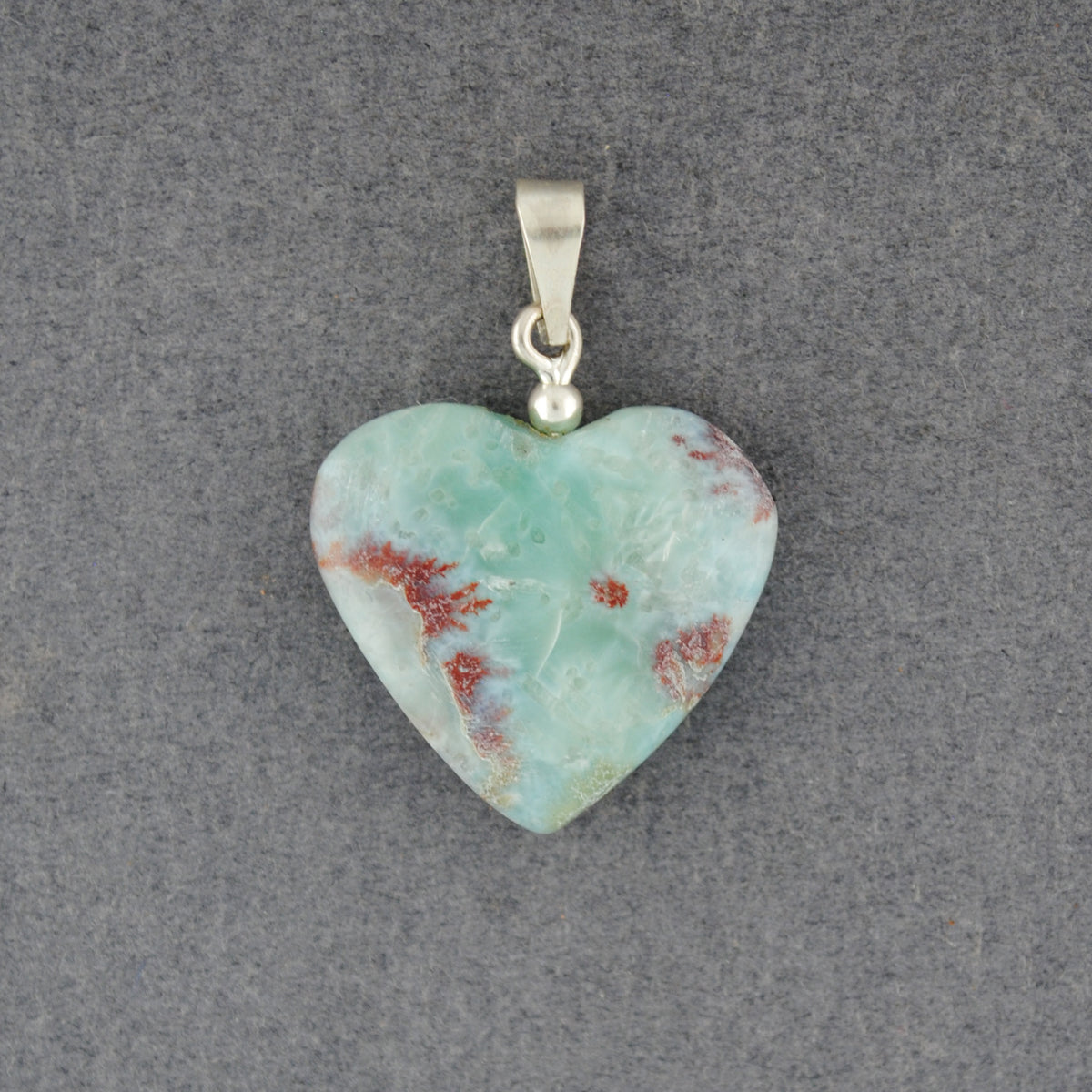 Sterling Silver Large Red Larimar Heart