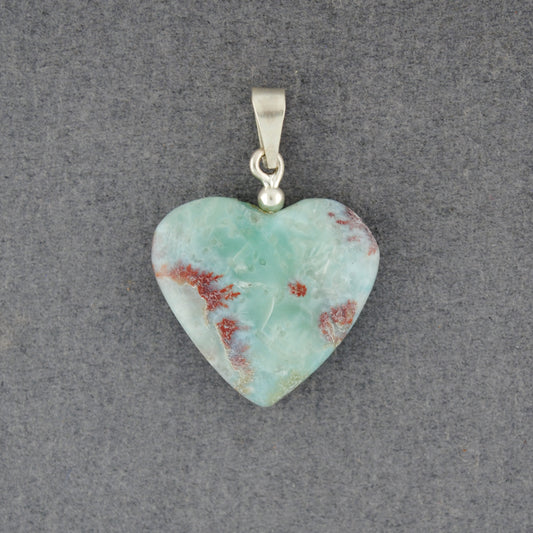 Sterling Silver Large Red Larimar Heart