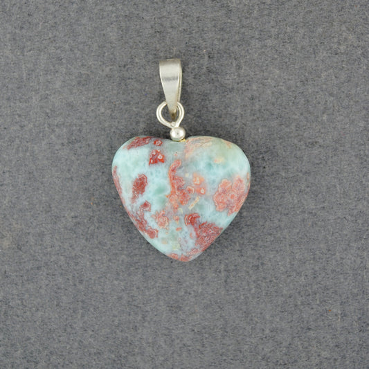 Sterling Silver Medium Red Larimar Heart