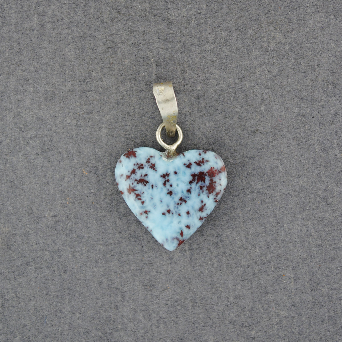 Sterling Silver Small Dotted Red Larimar Heart