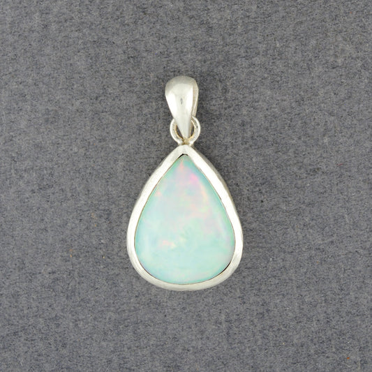 Sterling Silver Opal Wide Teardrop Pendant
