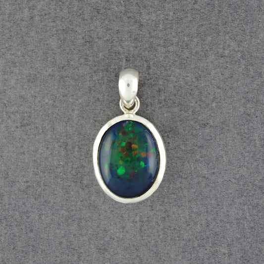 Sterling Silver Blue Opal Oval Pendant