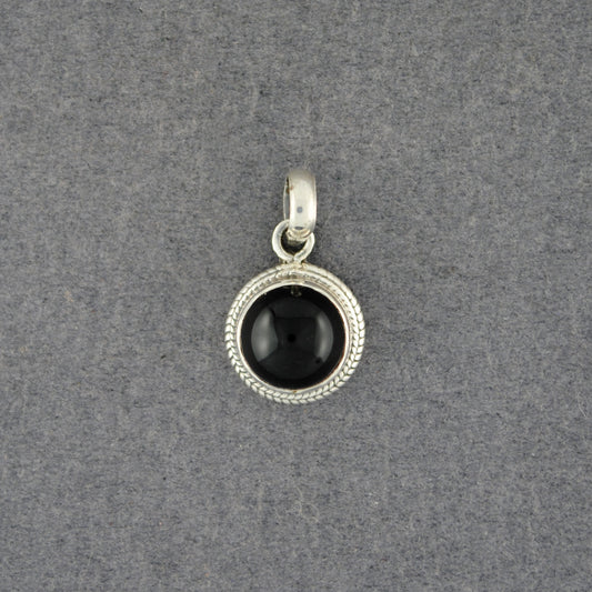 Sterling Silver Onyx Small Circle Pendant
