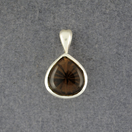 Sterling Silver Smoky Quartz Faceted Teardrop Pendant