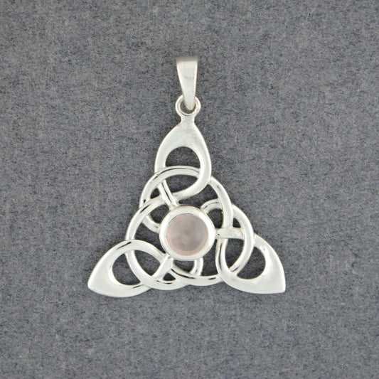 Sterling Silver Rose Quartz Trinity Knot Pendant