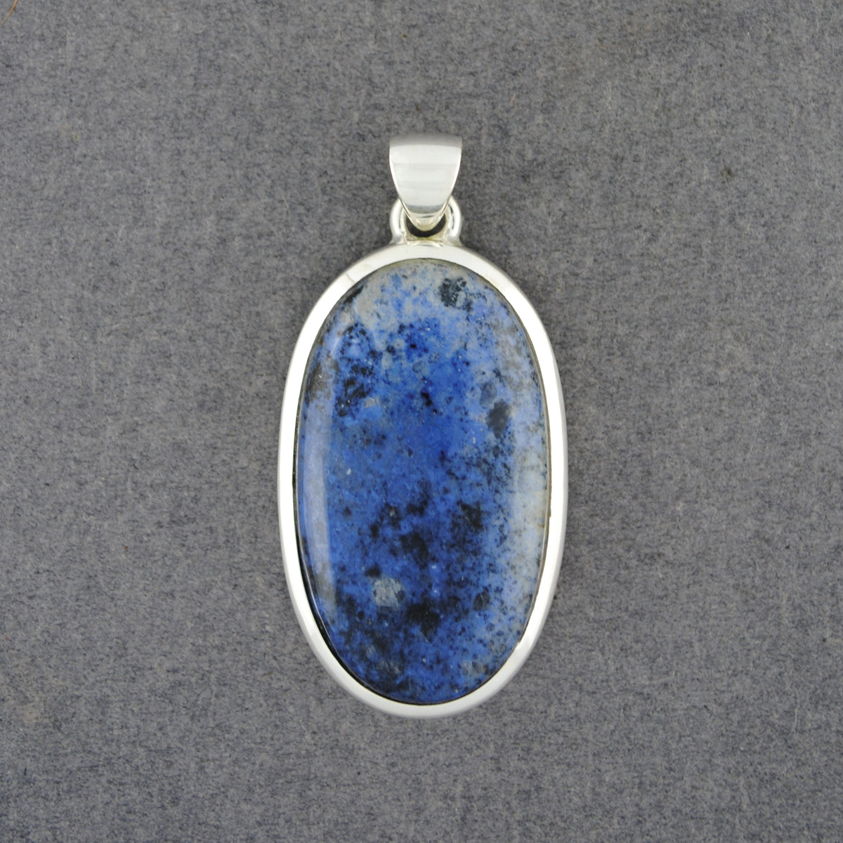 Sterling Silver Denim Lapis Long Oval Pendant