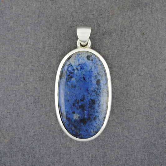 Sterling Silver Denim Lapis Long Oval Pendant