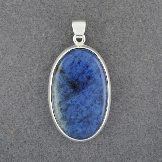 Sterling Silver Denim Lapis Oval Pendant