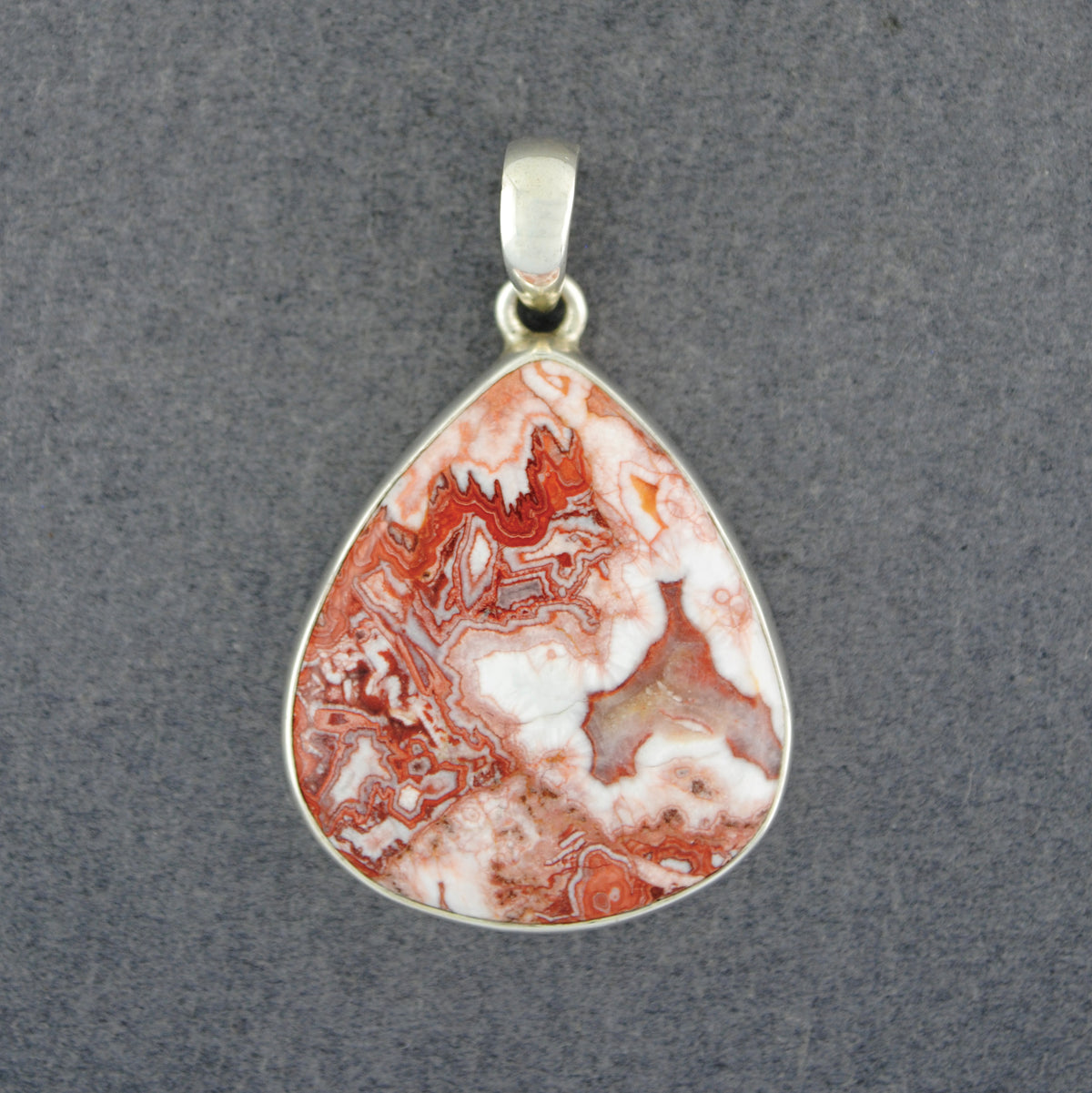 Sterling Silver Crazy Lace Agate Small Teardrop Pendant