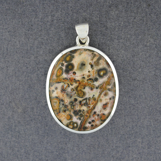 Sterling Silver Leopard Jasper Oval Pendant