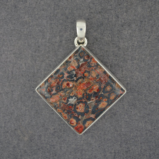 Sterling Silver Leopard Jasper Diamond Pendant