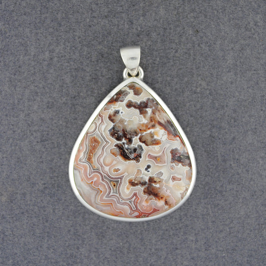 Sterling Silver Crazy Lace Agate Teardrop Pendant