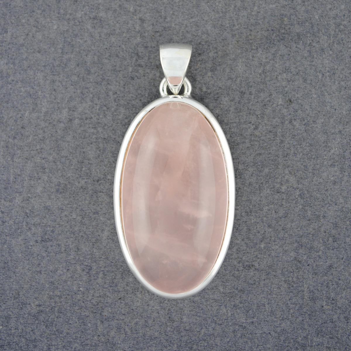Sterling Silver Rose Quartz Oval Pendant
