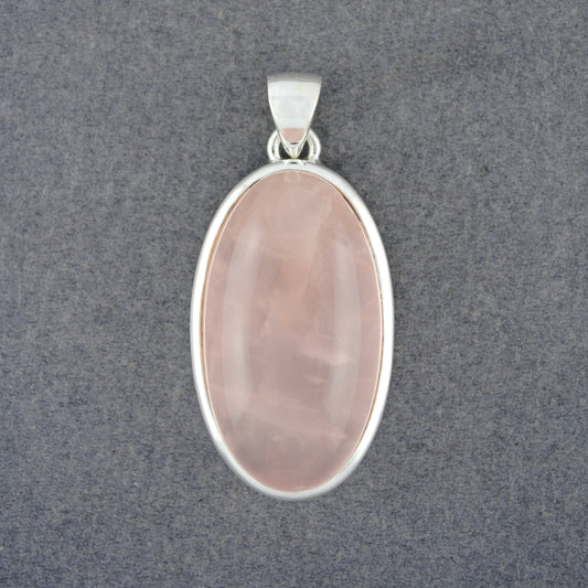 Sterling Silver Rose Quartz Oval Pendant