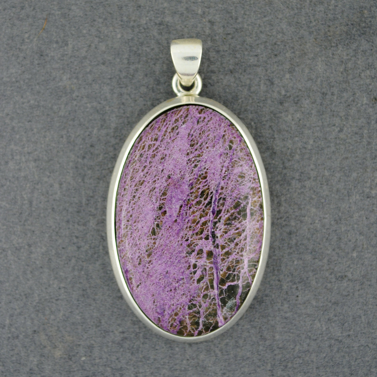 Sterling Silver Stichtite Oval Pendant