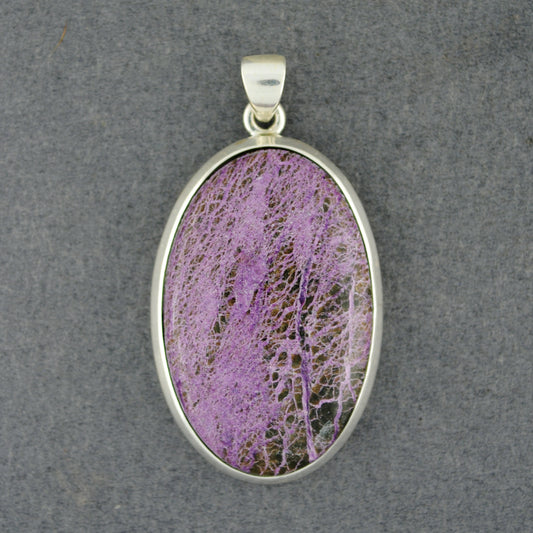Sterling Silver Stichtite Oval Pendant