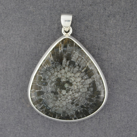 Sterling Silver Dinosaur Bone Large Teardrop Pendant