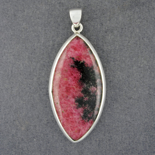 Sterling Silver Rhodonite Pointed Drop Pendant