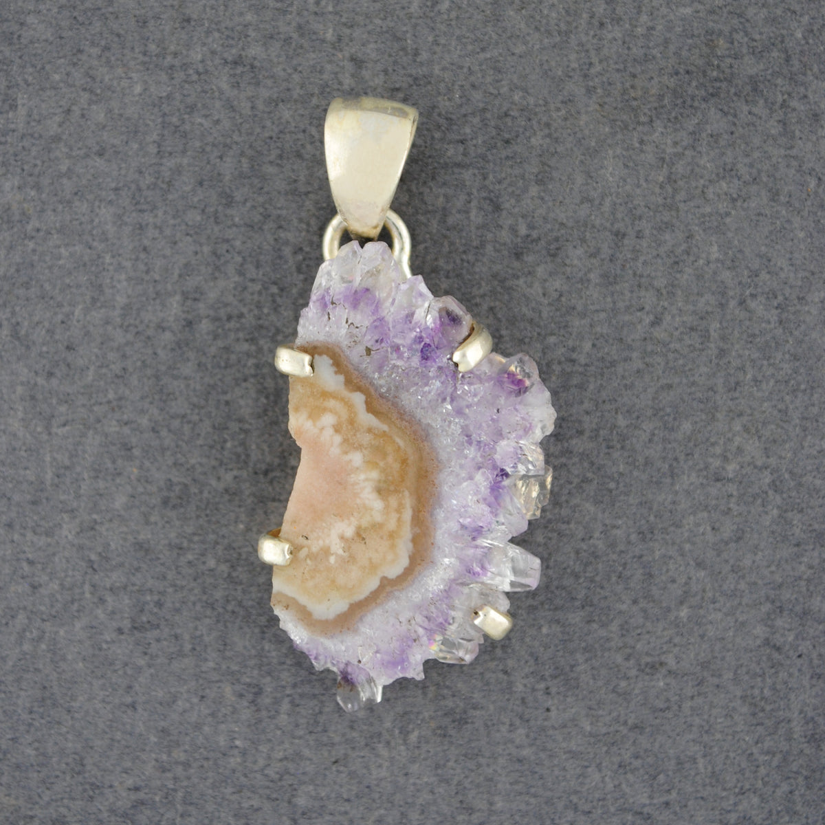 Sterling Silver Amethyst Stalacite Slice Pendant