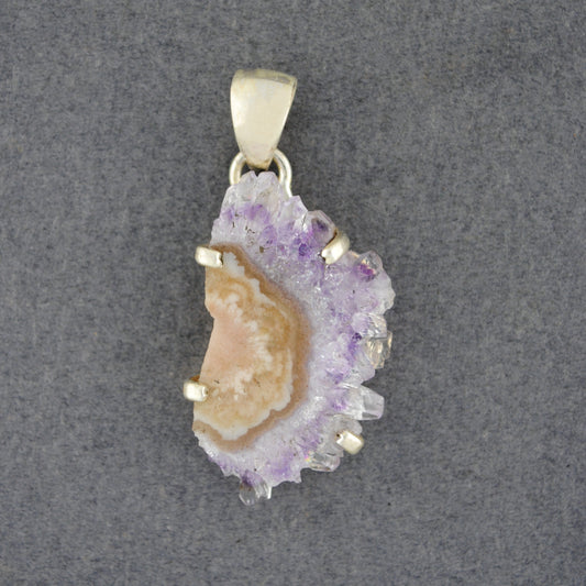 Sterling Silver Amethyst Stalacite Slice Pendant