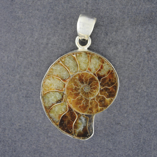 Sterling Silver Large Ammonite Pendant