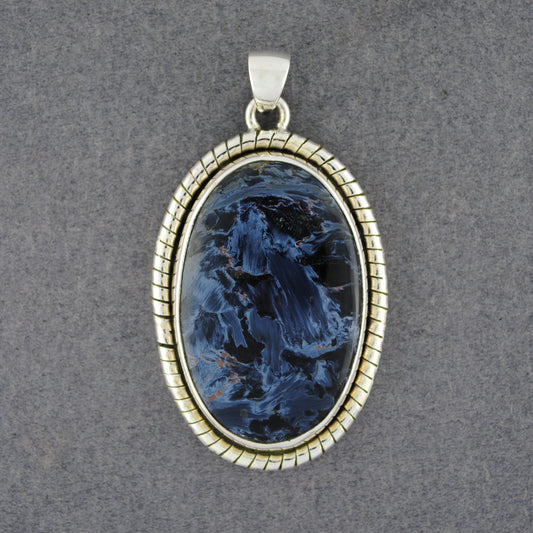 Sterling Silver Pietersite Twisted Oval Pendant