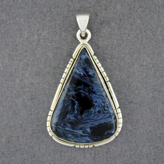 Sterling Silver Pietersite Notched Teardrop Pendant