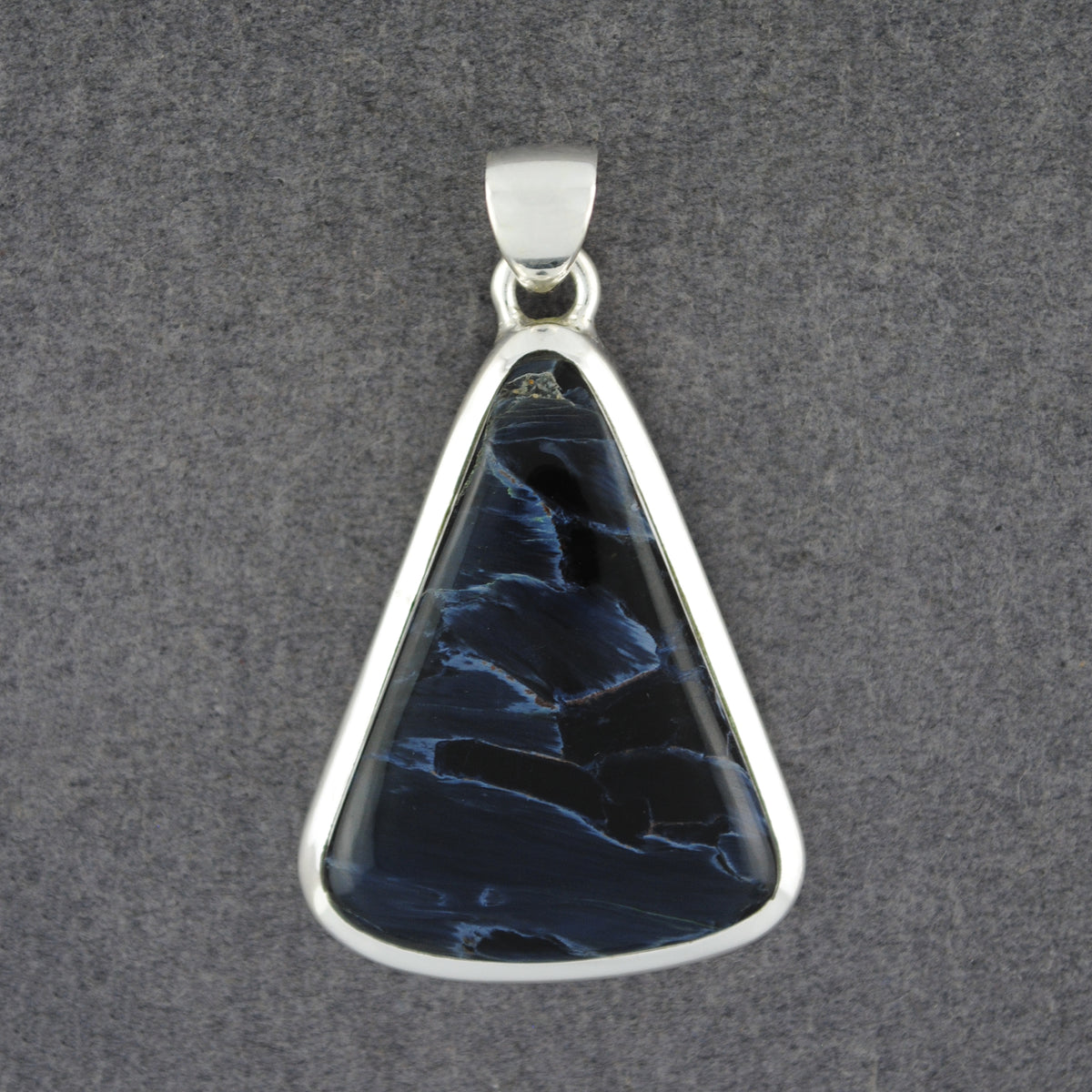 Sterling Silver Pietersite Triangle Pendant
