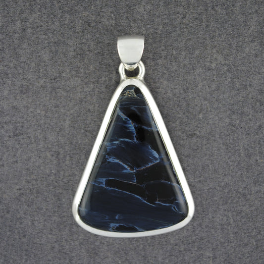 Sterling Silver Pietersite Triangle Pendant