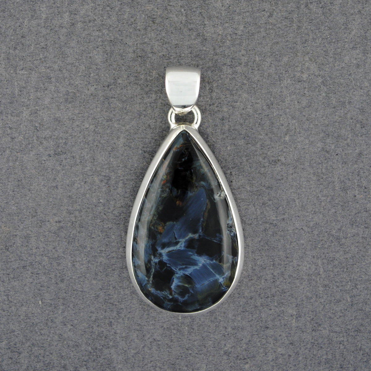 Sterling Silver Pietersite Medium Teardrop Pendant