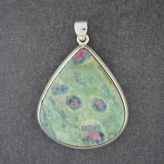 Sterling Silver Ruby Fuschite Large Teardrop Pendant
