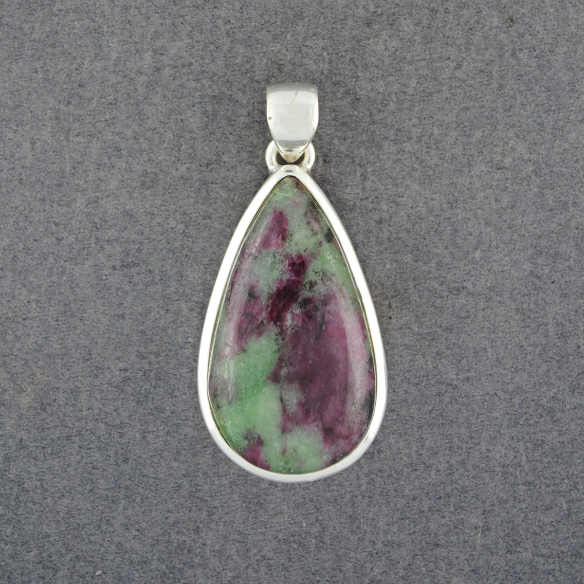Sterling Silver Ruby Zoisite Medium Teardrdop Pendant