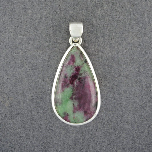 Sterling Silver Ruby Zoisite Medium Teardrdop Pendant