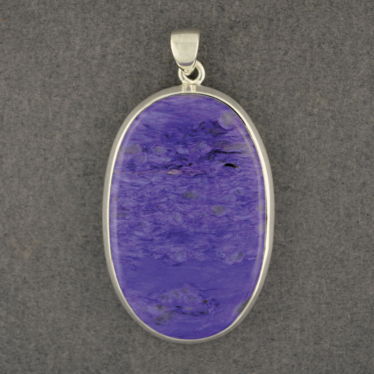 Sterling Silver Charoite Large Oval Pendant