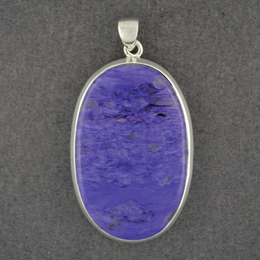 Sterling Silver Charoite Large Oval Pendant