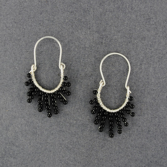 Sterling Silver Black Onyx Horseshoe Earrings