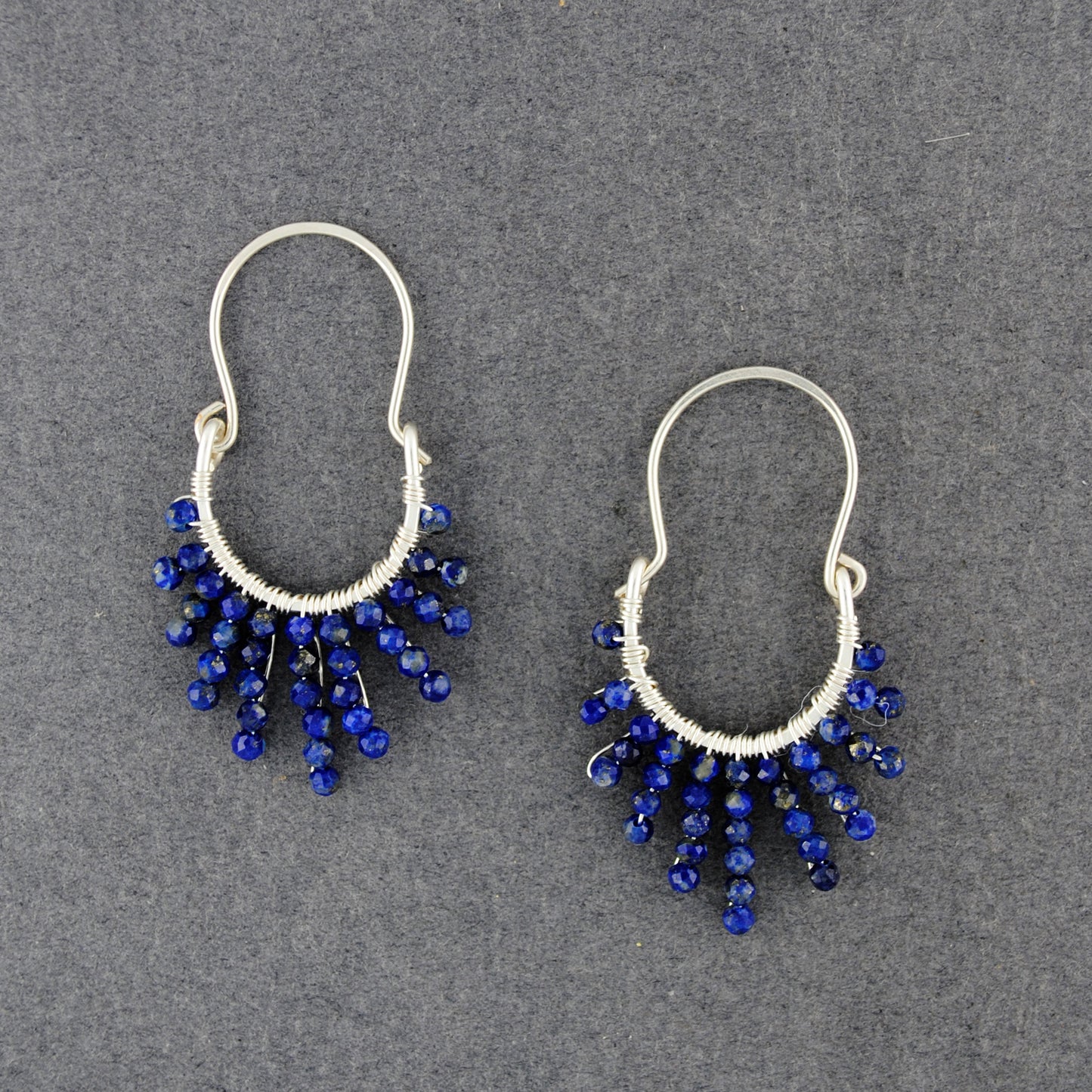 Sterling Silver Lapis Horseshoe Earrings