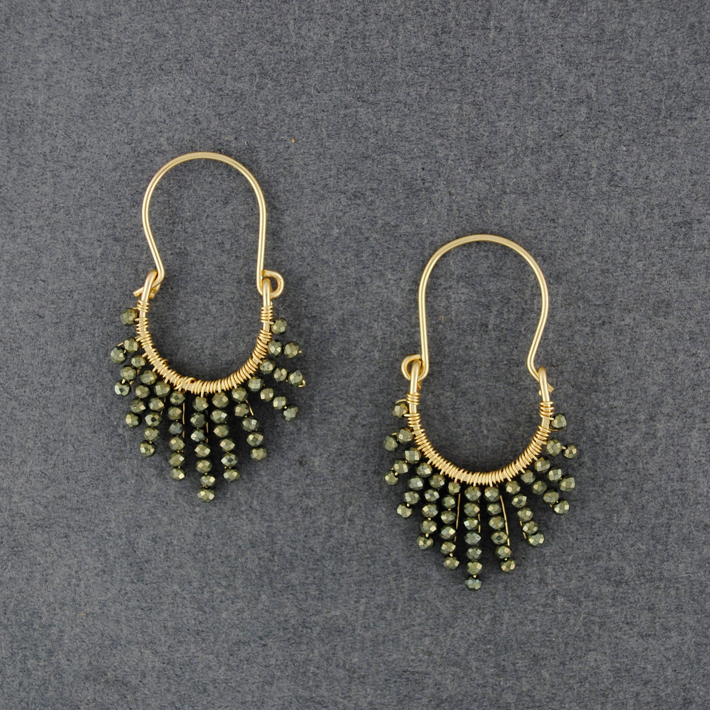 14K Gold Filled Horseshoe Pyrite Earrings